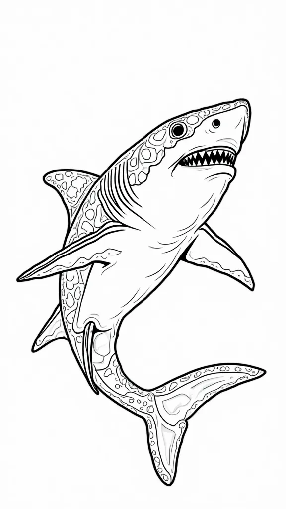 realistic great white shark coloring page